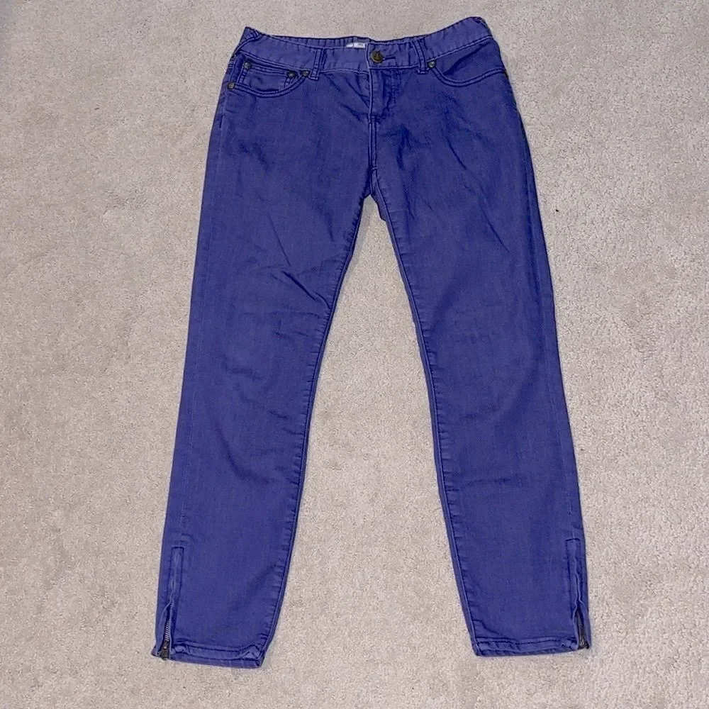 Free People Purple Skinny Jeans | Ankle Zip